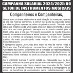 Atenção Trabalhadores e Trabalhadoras do setor de Instrumentos Musicais, informações importantes sobre nossa Campanha Salarial 2024/2025